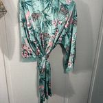 In Bloom by Jonquil Green Tropical Long Sleeve Short Wrap Robe Size M/L NWT Size M Photo 6