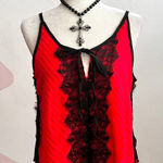 Red Black Lace Tank Top Women’s Large Y2K 2000s Fairy Grunge Mall Goth Emo‎ Photo 0