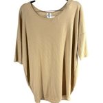 Agnes & Dora  Dolman Tunic Top Beige Ribbed Knit Batwing Sleeve Women's Medium Photo 3