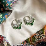Emerald Green And Silver Earrings Photo 0