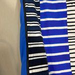 Lafayette 148  dress size 14 blue navy white stripe paint splatter print texture Photo 4