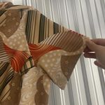 1970s Linda Matthew’s Retro Neutral Geometric Print Short Sleeve Dress Tan Size M Photo 3