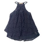 Abercrombie & Fitch Sz Medium Navy Lace Tank Style Blouse Top Summer Keyhole Photo 0