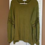 Sophia Milano Sioni Milano womens size 3X olive sheer lace puffed sleeves sweater NWT Photo 1