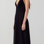 Frame and Partner Blue Plunging V-Neck Long Gown Photo 4