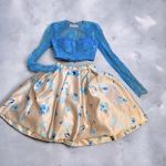 Sherri Hill  2 piece dress floral a line skirt pink blue long sleeve lace Photo 1
