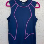Alexander McQueen McQ blue tank top with pink contrast stitching size S small Photo 1