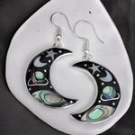 Retro Universe Starry Sky Crescent Hook Earrings Zinc Alloy Silver Plated Trendy Photo 0