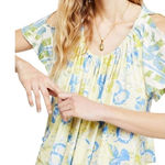 Free People ‎ Yellow Baja Babe Printed Cold Shoulder Short Sleeve Top Size XS Photo 0