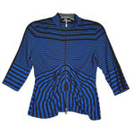 Joseph Ribkoff  Shirt Womens‎ 10 Blue Black Striped Ruched Zip Up Modern Retro Photo 0