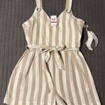 Taylor & Sage  Romper Tan and White Striped Romper with Silver details NWT SZ L Photo 0