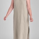 Flax Slipster 1G Natural Cream Maxi Linen Dress Sleeveless Photo 0