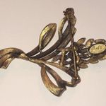 Pastelli Aged Gold Brass Tone Vintage Floral Spray Brooch Shoulder Pin Photo 3