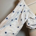Farm Rio  White crop top Blouse with Blue Floral Accents Photo 7