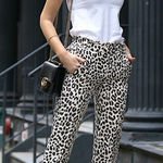 J.Crew  Ruffle Waist Leopard Print Linen Pants in Ivory Size 2 Photo 0