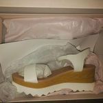 JustFab White Wedge Sandals Photo 0