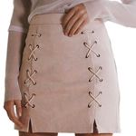 Pink Lace Up Mini Skirt Photo 0