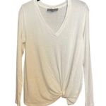 Sunday in Brooklyn Anthropologie Women's Cream Twist Front V Neck Sweater Small Photo 2