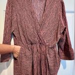 Ces Femme  faux wrap dress - mauve / pink and black striped - size large Photo 2