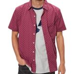 American Eagle AE Micro Dot Button-Up Resort Shirt XXL Maroon Red Short Sleeve Photo 0