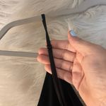 Black Velvet Bodycon V Neck Spaghetti Strap Dress w Red Floral Embroidery 🌹Goth Photo 7