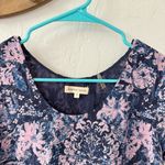 Rebecca Taylor  Kiku Silk Floral Print Split Hem Blouse Pink Blue Purple Size 4 Photo 1