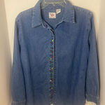Elegant Denim Button Down Shirt for Women Blue Size XL Photo 0