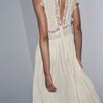 ZARA  Elegant Lace Trim Dress beads cream boho hippie summer beach Photo 6