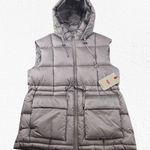 Levi's Levi’s Light Gray Hooded Puffer Vest Zip Front Drawstring Waist NWT Size Medium Photo 0