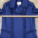 Rebecca Taylor  Tweed Navy Blue Fringe Moto Jacket
Size: 6 Photo 5
