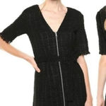 Bardot ✨  Boucle Tweed Zip Front Frayed Hem Dress Medium 8 Black Photo 0
