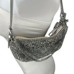 ALDO  Mistera Silver Rhinestone Sparkly Shimmer Crescent Half Moon Shoulder Bag Photo 3