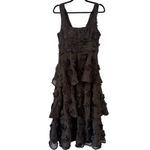 Lulus NWOT  Exceptional Entrance Black Sleeveless Tiered Rosette Midi Dress Small Photo 3
