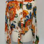 Nicole Miller NWT  Floral Cropped Boho Blouse Sz M Photo 0