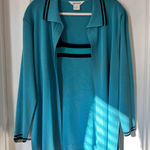 Misook  Vintage Acrylic Top & Blazer Set Teal Made in Korea Women’s Medium Photo 0