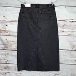 American Eagle NWT Sz 18/34W Black Denim Raw Hem ‘90s High-Rise Maxi Jean Skirt Photo 1