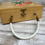 VTG Enid Collins of Texas Wooden Box Purse Bejeweled Flower Power Orange Artsy Brown Photo 3