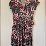 Garnet Hill Floral Wrap Dress Stretch Jersey Medium Photo 2