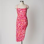 Saints + Secrets  Pink‎ Purple Floral Tie Back Asymmetric Midi Dress Large New Photo 1