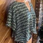 Anthropologie By  Deep V Babydoll XXS Green And White Babydoll Top Photo 4