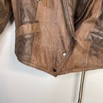Vintage 80s Western Leather Jacket Fringe Laced Brown Boho Rodeo Cowboy Biker L Size L Photo 3