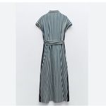 ZARA NWT STRIPED LINEN/COTTON BLEND MIDI SHIRTDRESS Bloggers Fave Photo 2
