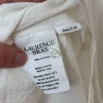 Laurence Bras Cotton Nord Blue Smocked Embroidered Blouse Small White Navy Boho Photo 12