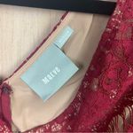 Maeve Burgundy Peplum Lace Blouse with 3/4 Sleeves Photo 2