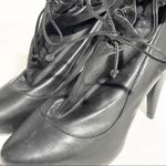 Pour La Victoire  Size 7.5 Black Soft Leather Tie Ankle Sock Ankle Bootie Photo 4