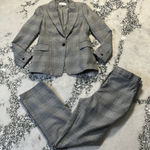 Reiss  Joss Blazer Pant Suit Set Womens Size 4 Gray Plaid Wool Blend Office Photo 0