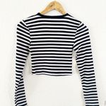 Wild Fable  Black and White Crop Fitted Long Sleeve Tee Photo 3