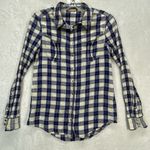 Holding Horses Anthropologie Shirt Womens 0 Snap Front Plaid Textured Design Photo 0