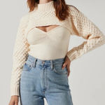 ASTR THE LABEL Womens Imani Cream Cable Knit Cropped Shrug Fisherman Sweater M Size M Photo 0
