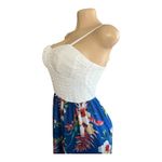 As You Wish #844 As U Wish Size Medium White Lace Bodice Floral Maxi Dress Photo 2